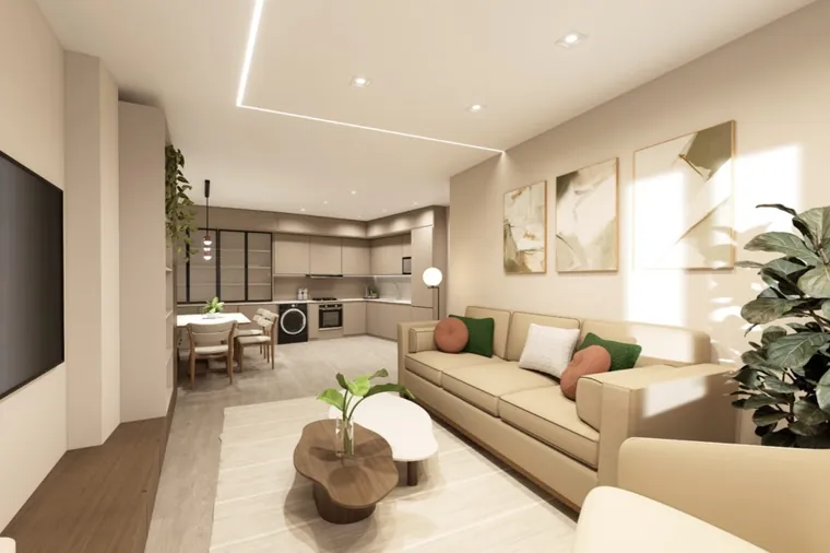Render da sala do apartamento da Rua Severiano, em Gondomar